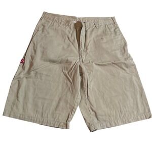 Calvary Men Tan Khaki Chino Shorts Size 38 Flat Front Casual Summer
